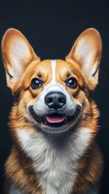 Radiant corgi portrait with hyper-detailed fur rendering.