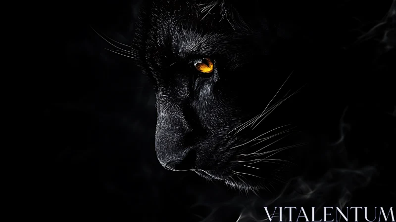 Black Cat with Golden Eyes Emerges from Darkness