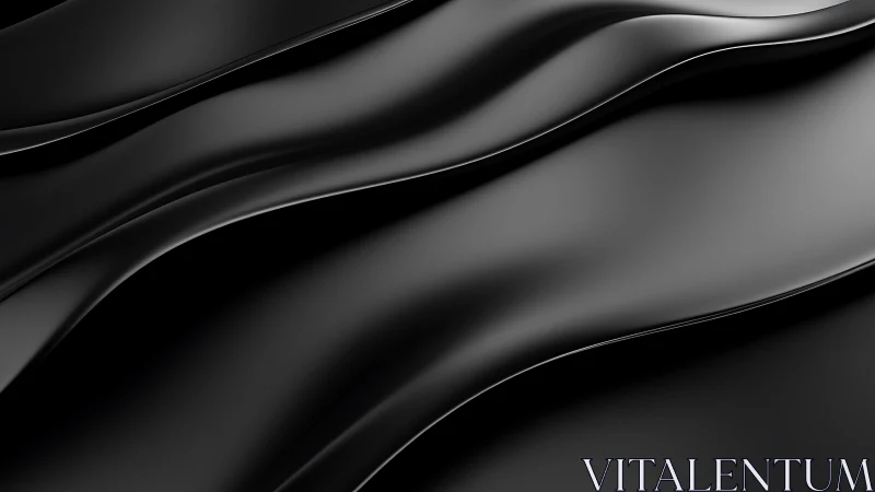 Smooth black wavy abstract background with soft highlights.