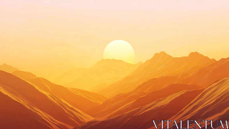 Molten sunrise pouring liquid gold over dreamlike ridges.