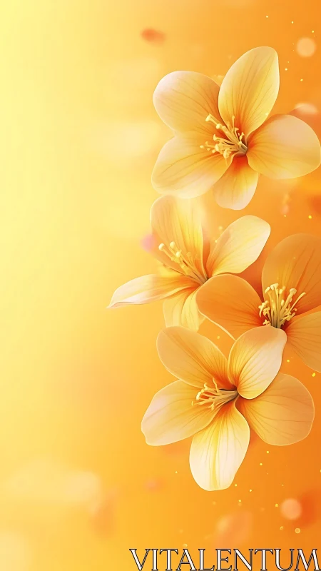 Yellow and Orange Flowers Against Gradient Background