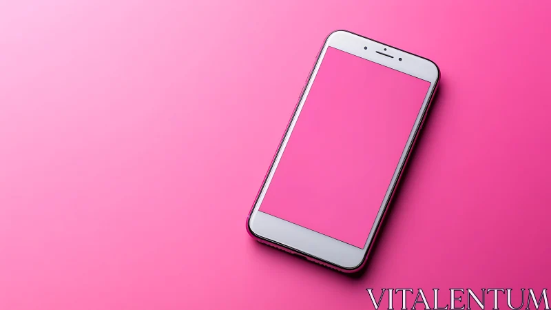 White Smartphone on Vibrant Pink Background. Modern Device Mockup.