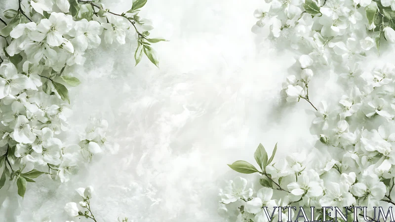 Delicate White Blossoms Frame a Serene, Peaceful Garden Escape