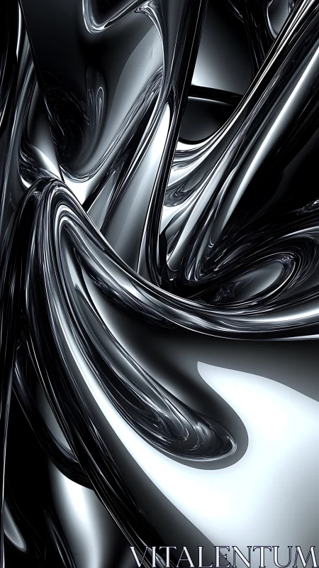 Shimmering metallic curves flow in a calm abstract dance