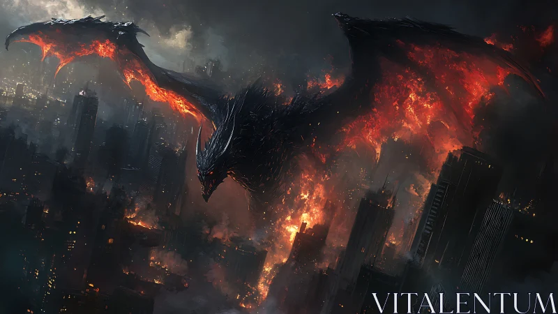 Infernal dragon engulfs high‑rise metropolis in asymmetric firestorm
