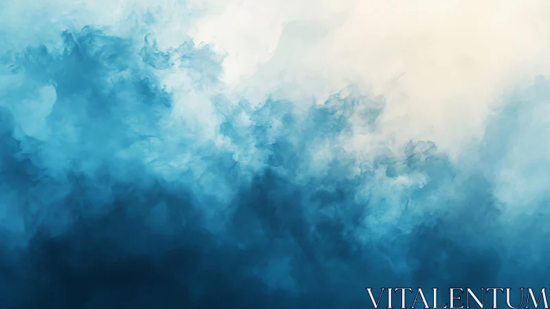 Abstract blue and white watercolor clouds blending softly together.