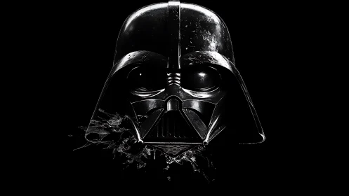 Shadowed sci fi helmet emerging from the galactic dark.