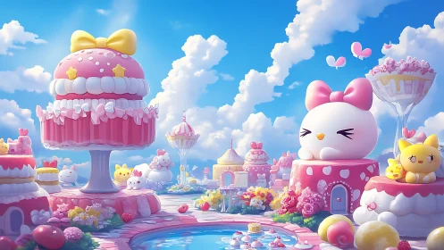 Candy-themed Fantasy Landscape with Oversized Structures