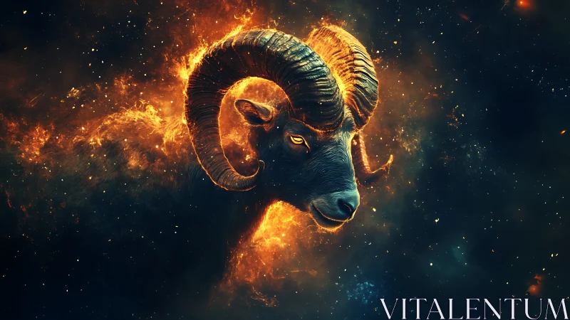 Fiery cosmic ram head emerges from molten nebula glow