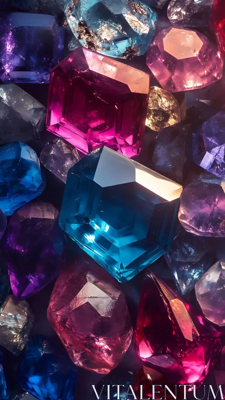 Mixed cut colored gemstones under controlled lighting.