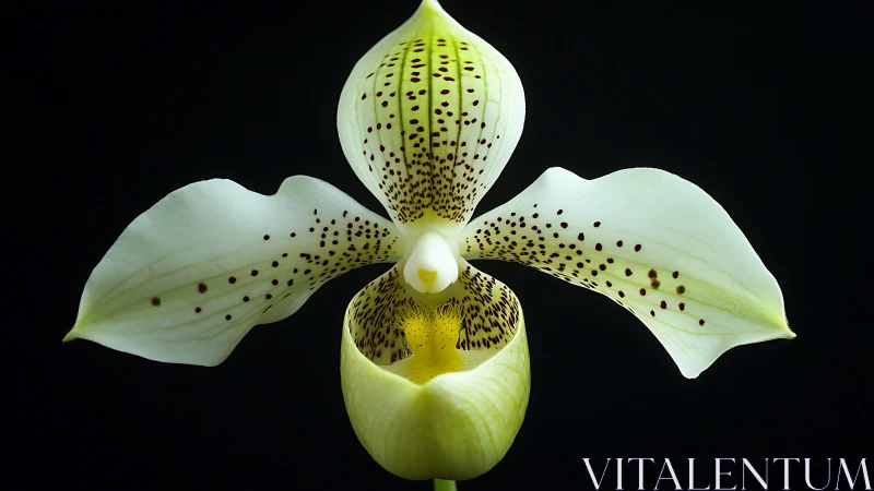 Graceful orchid bloom opens its speckled petals in calm focus