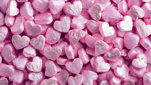 Pink Heart-Shaped Candies Close-Up.
