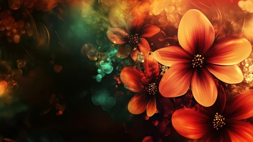 Luminous Dahlia Composition Against Dark Background.