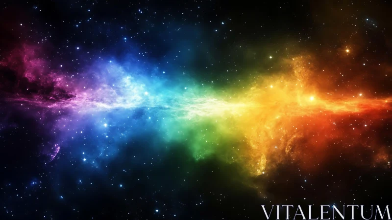 Spectral nebula band spans starfield with high-saturation color gradient