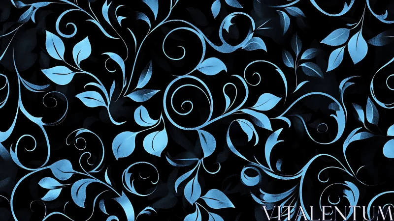 Moonlit vines sketch luminous curls across midnight velvet