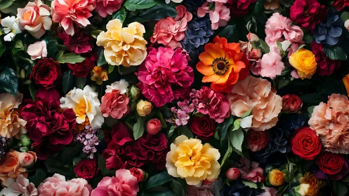 Vibrant Garden Roses and Peonies in Full Bloom.