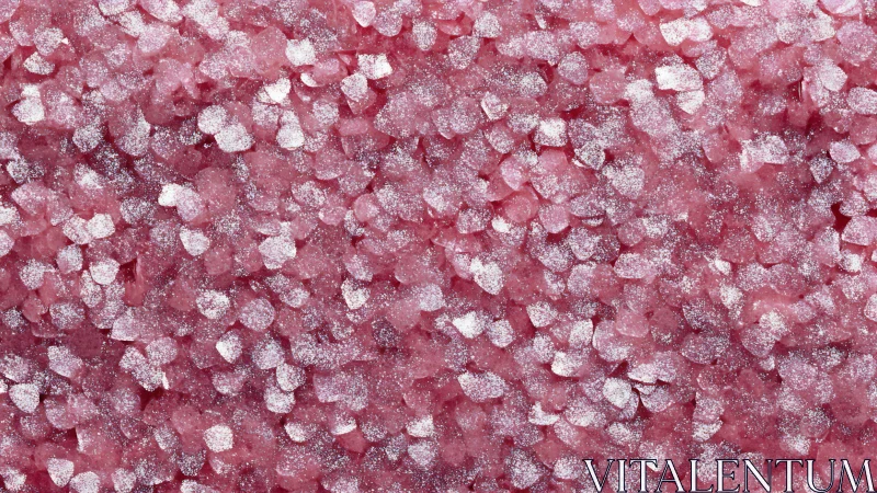 Pink sugar crystals fill the frame in a tight macro view