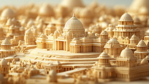 Honeyed domes and ivory palaces in a sunlit miniature city.