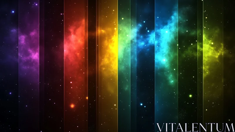 Segmented nebula gradient displays multicolor spectral bands