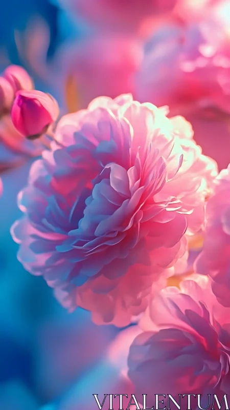 Luminous Petals Waltz: Rosy Reverie in Chromatic Bloom.