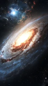 Spiral galaxy structure is rendered with luminous central core