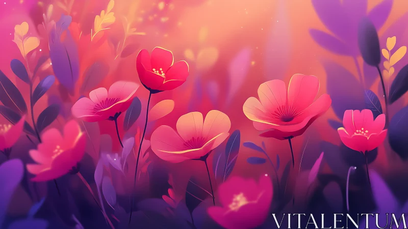 Luminescent floral composition with gradient bloom effects.