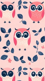 Playful pink owl pattern brightens a soft pastel background