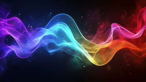 Colorful luminous wave pattern on dark cosmic background.