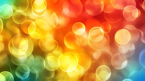 Soft glowing circles drift through a kaleidoscope of light