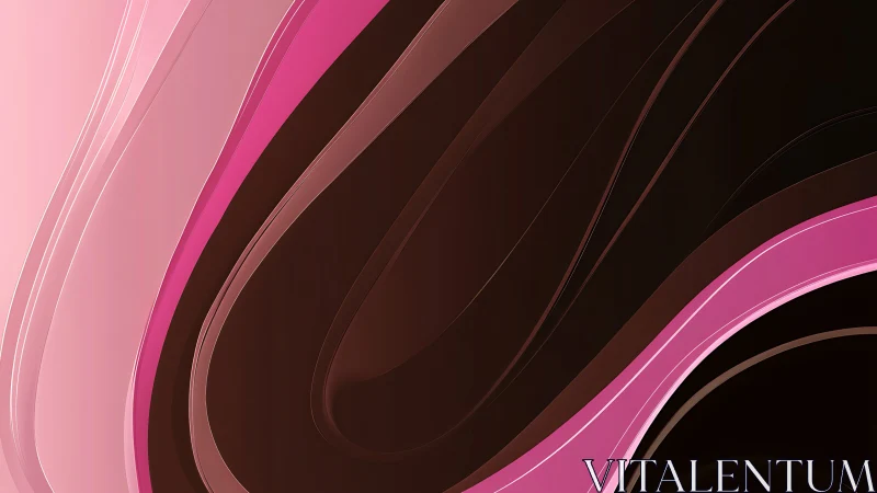 Layered magenta and chocolate waveforms curve with smooth vector precision