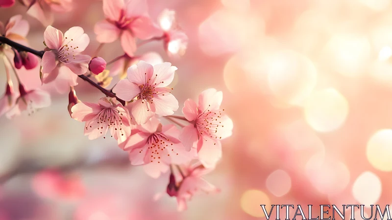 Cherry blossom clusters with soft bokeh background rendering.