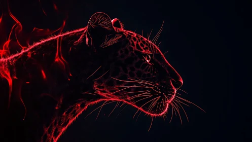 Neon Leopard: Electric Outline Against Black.
