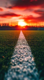 Glowing sunset pours warm light across a quiet sports field