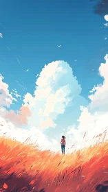 Bright sky wandering in golden wind-swept field of daydreams.