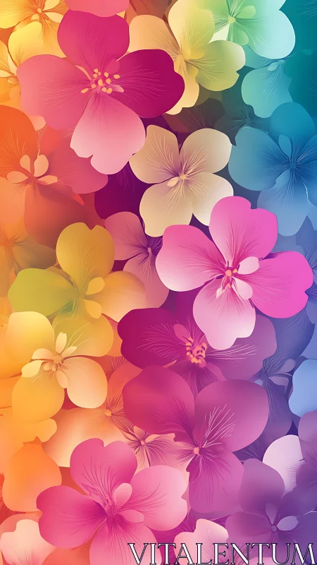 Chromatic Floral Gradient: Overlapping Petals in Warm-to-Cool Spectrum Transition