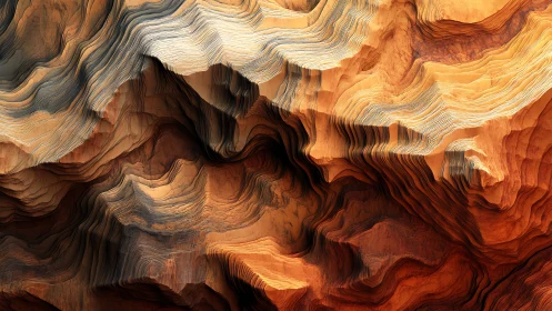 Layered canyon abstraction with sculpted sandstone forms.