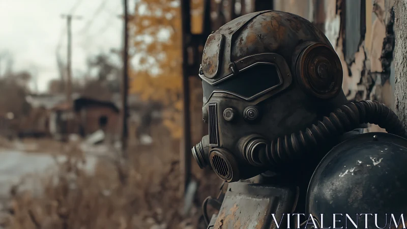 Rust-clad wasteland sentinel brooding by a forgotten road.