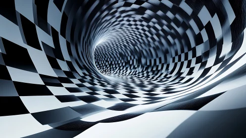 Checkerboard tunnel twists into a dynamic abstract vortex