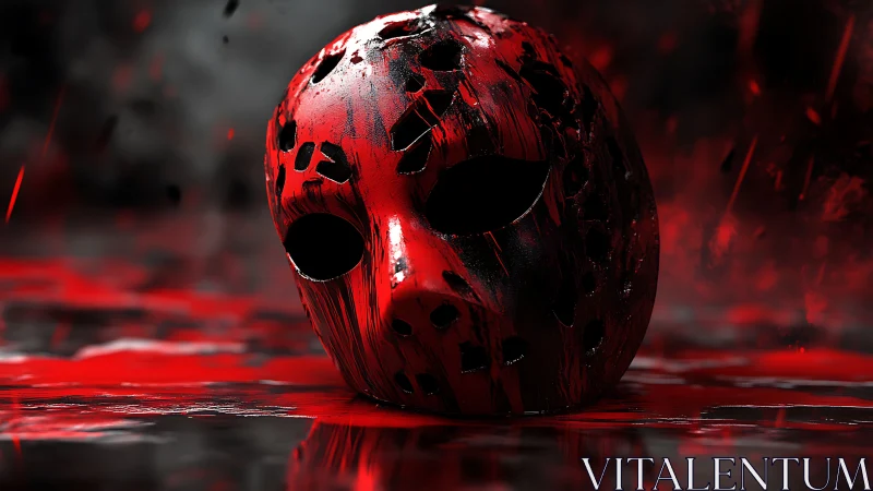 Scorched Crimson Mask resting in a storm of dripping dread.