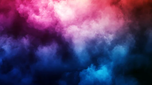 Colorful gradient fog cloud fills frame in dense layers