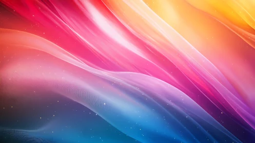 Colorful flowing light waves create a dreamy abstract horizon.