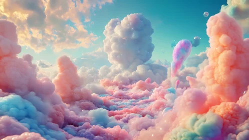 Cotton candy cloud kingdoms under a sugar-sky sunrise.