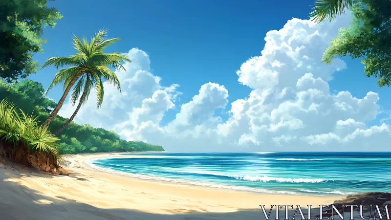 Tropical beach paradise with pristine sand and azure ocean waters.