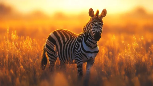 Sunlit zebra duo strolling through molten-gold savanna.