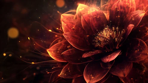 Parametric luminescent blossom with volumetric particle bloom.