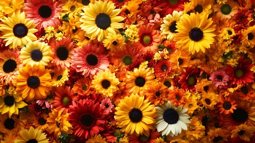 Cheerful Symphony Where Sunbursts Dance Across Radiant Petals