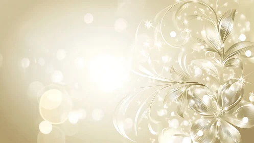 Monochromatic floral vector composition with luminous bokeh elements