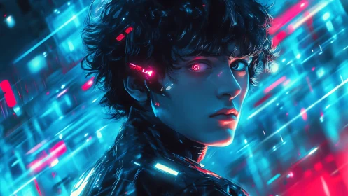 Neon-eyed data dreamer adrift in electric midnight code.