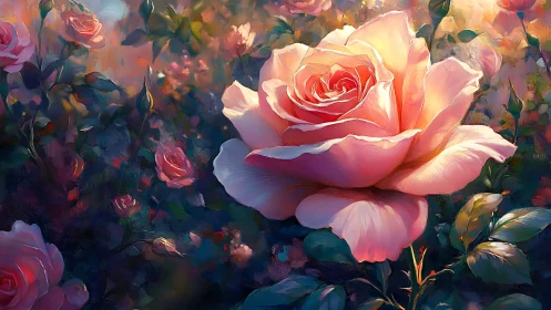 Glowing Rose Garden: Where Beauty and Light Dance.