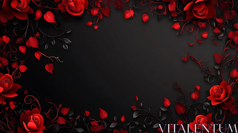 Crimson Blooms Dance on Velvet Darkness.